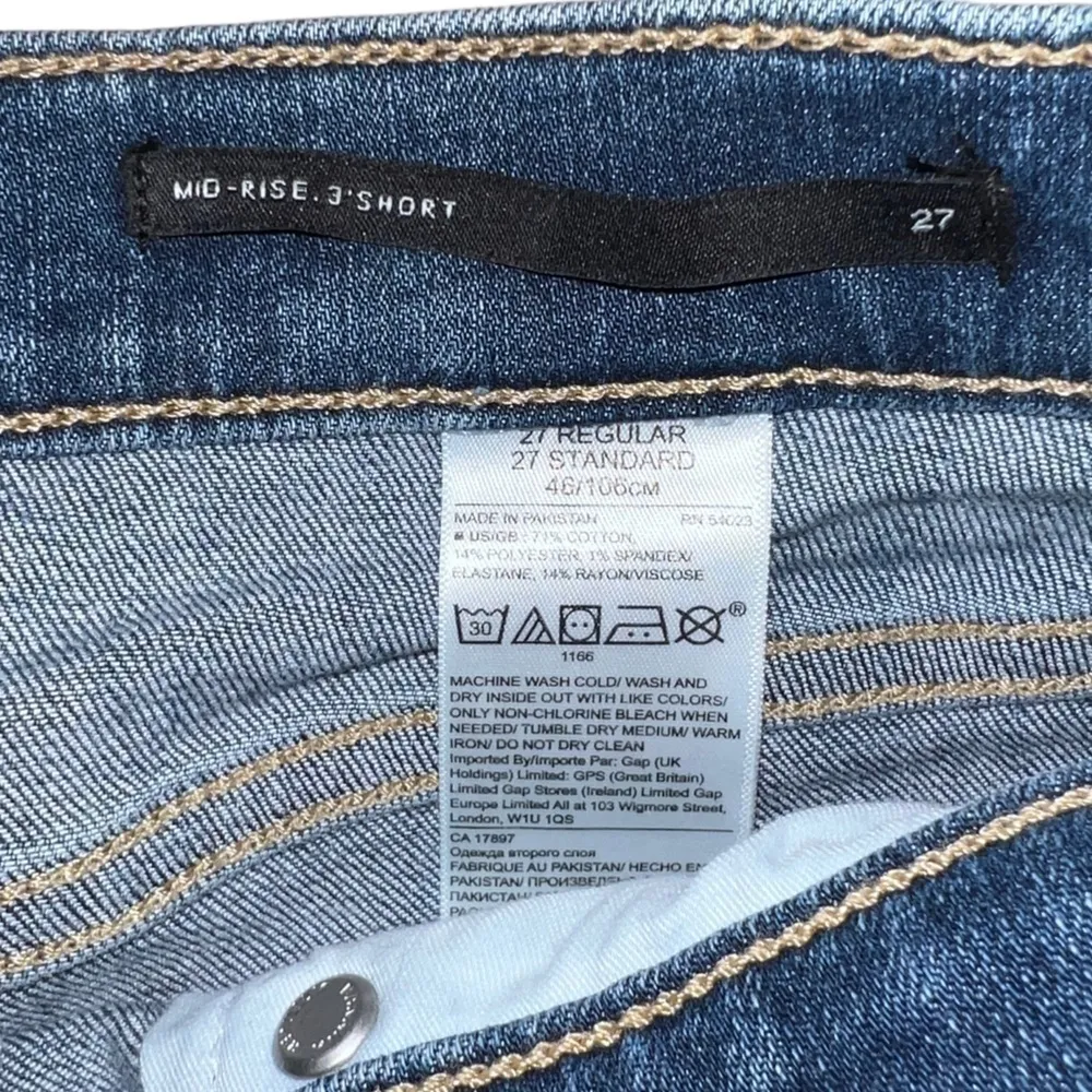 Banana Republic Mid Rise 3” Short Denim Jean Shorts With Stripes Size 27 - Image 3