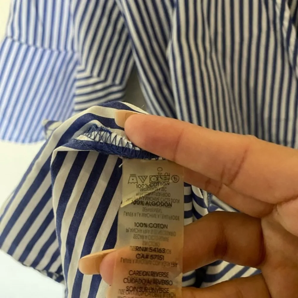 Calvin Klein Midi 100% Cotton Blue & White Striped Classy Wrap Dress‎ - Image 2