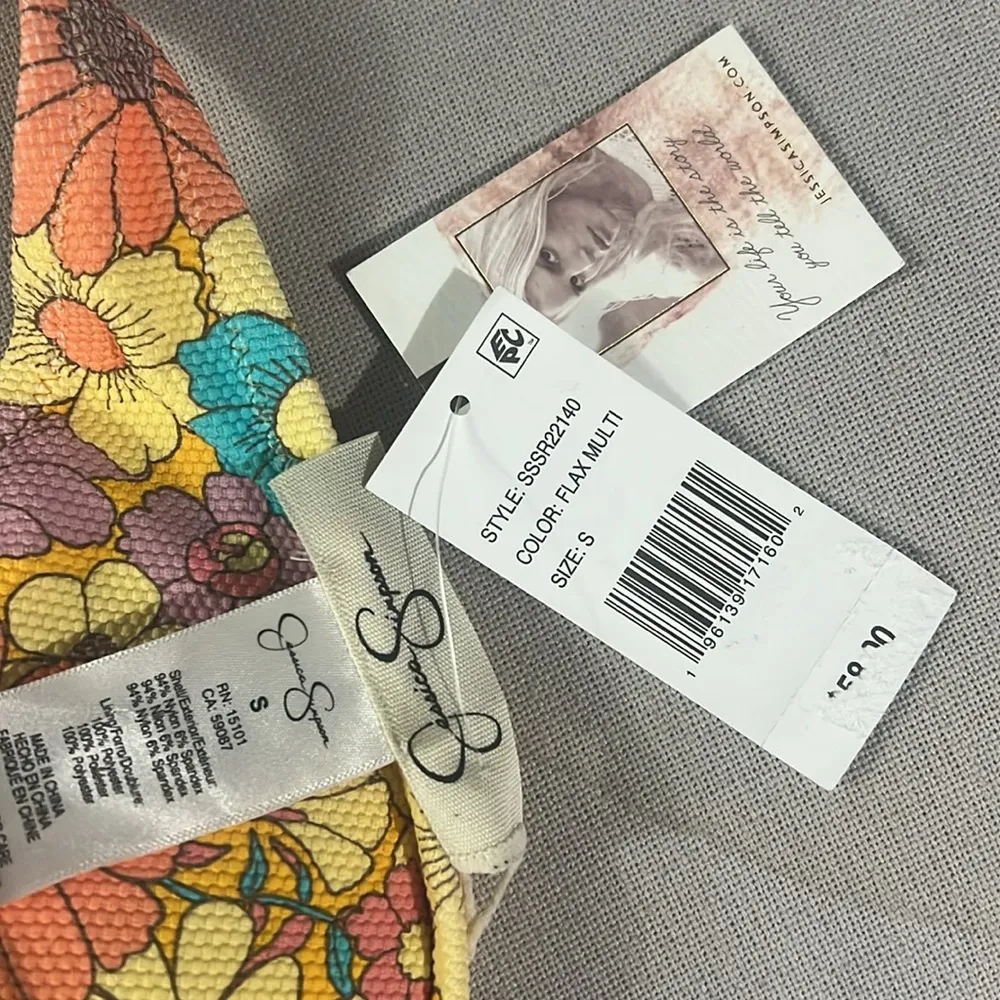 Jessica Simpson Floral Rendevous Halter Swim Top in Flax Multi Size S NEW w/Tag - Image 5