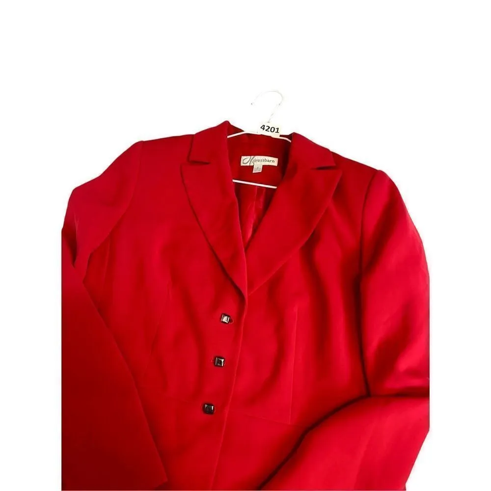 Dress barn classic lined red blazer size 6 made in Thailand 100 polyester - clas - Image 2