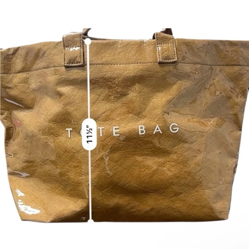 Camel Tan Plastic/Waterproof Tote Bag Medium Work Office Minimalist Carryall - Image 5