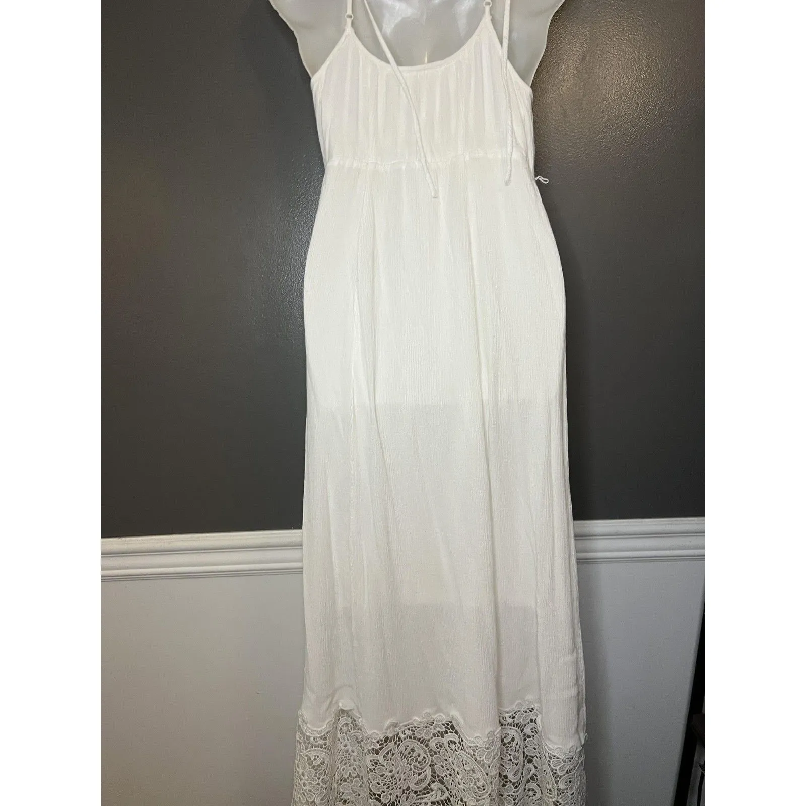 Motherhood Maternity Dress Womens Small White Lace Hem Maxi Sleeveless Sundress - Image 7