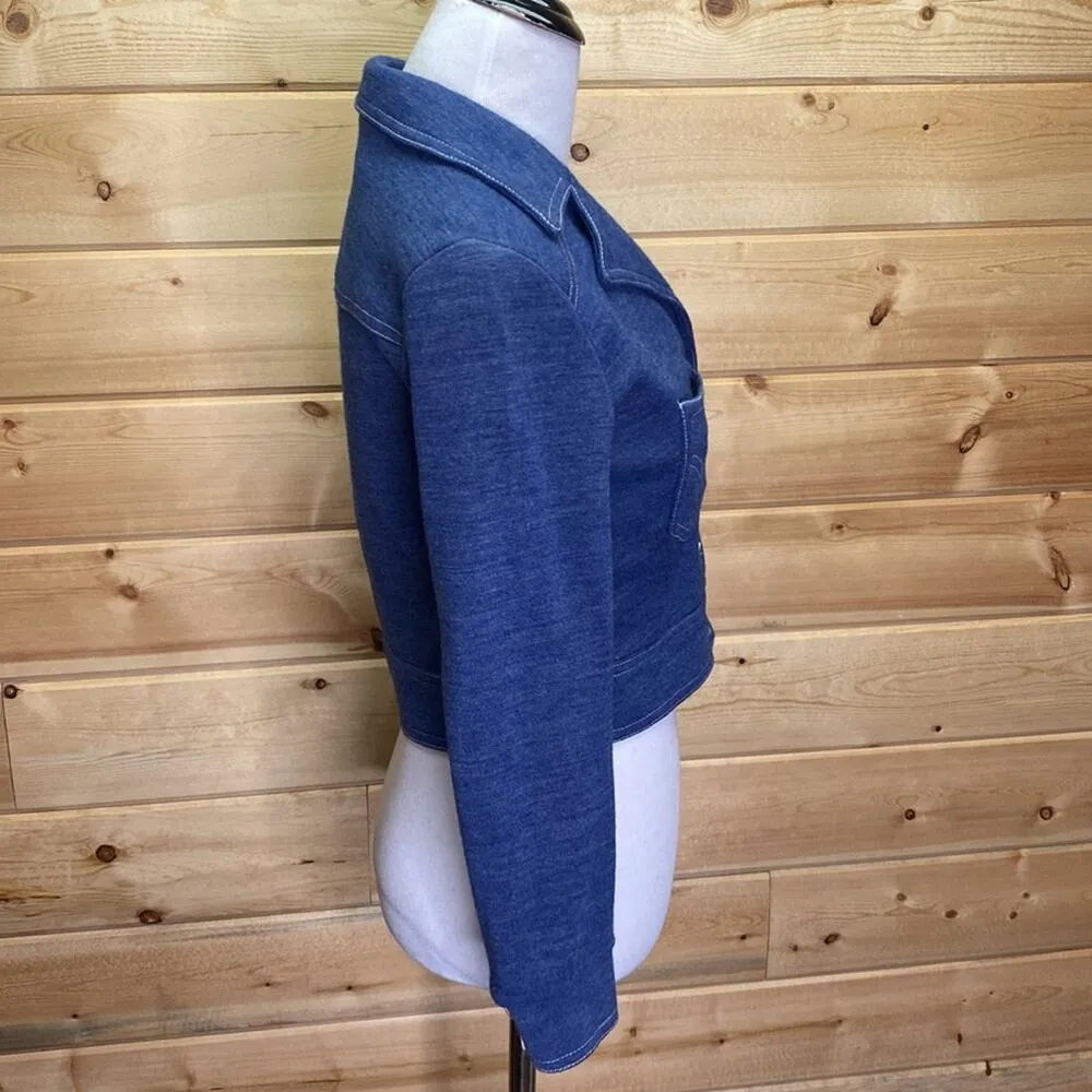 Jonathan Logan Petite Vintage Button Up Jacket Blazer With Belt Size 6 Blue - Image 7