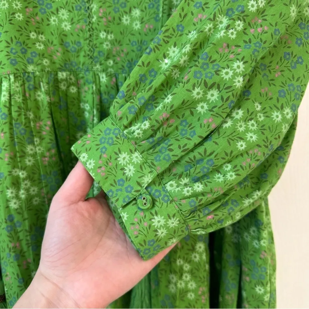 Beau & Ro Tuckernuck Murray Mini Dress XS‎ Green Petite Floral Bohemian Summer - Image 7