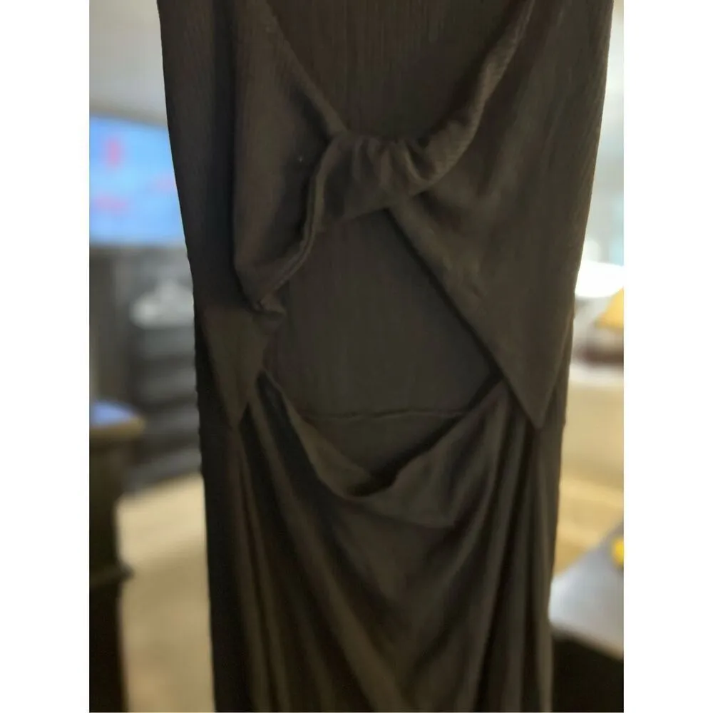 NEW BLACK Ribbed Maxi Open Back Dress M Size M - Image 3