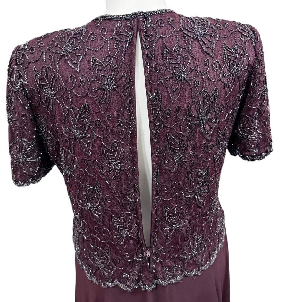 Vintage Brilliante by J.A. Plum Beaded Lace Formal Dress Size XXL Purple - Image 9