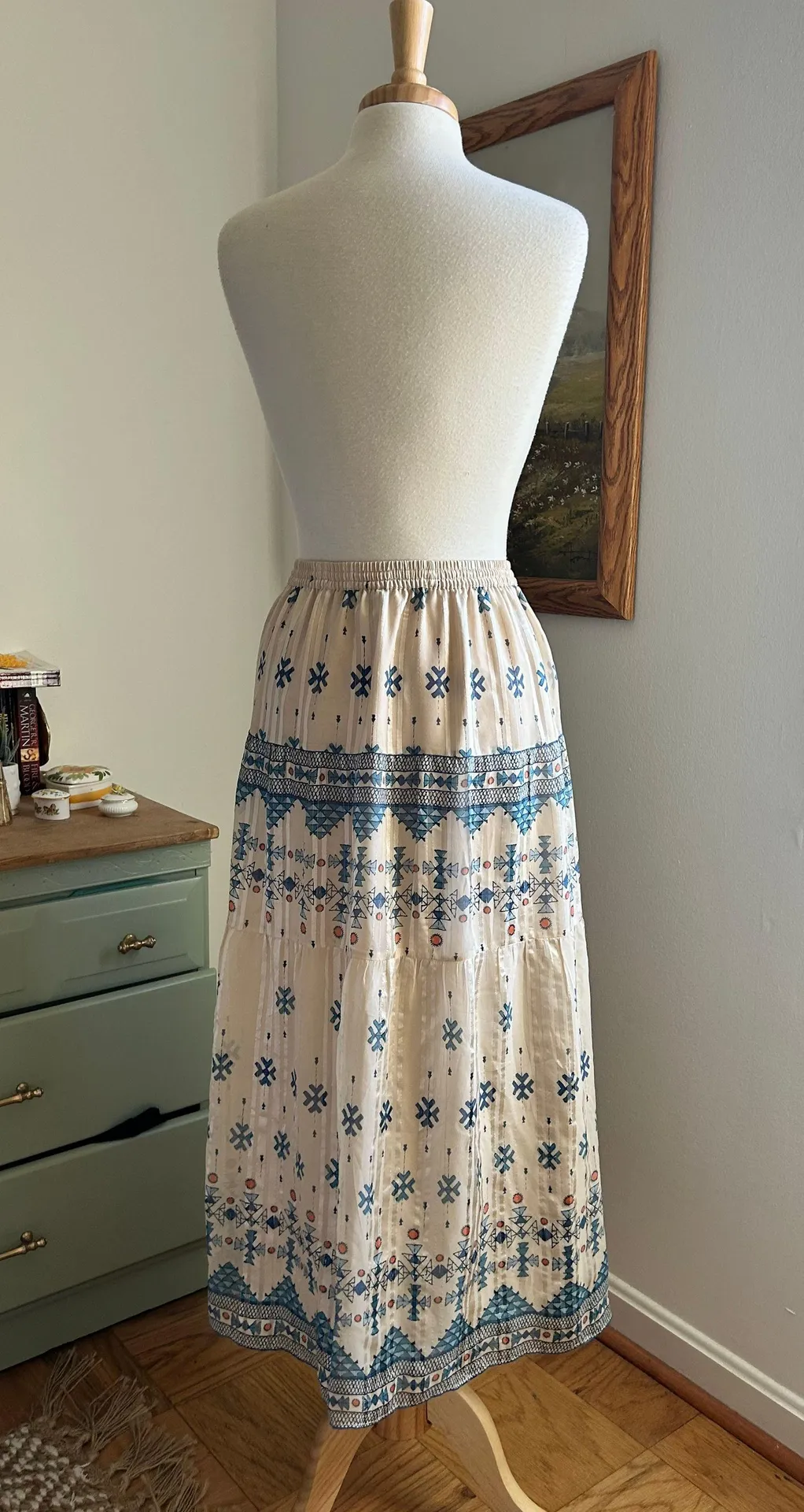 High Waisted Bohemian Silk Maxi Skirt - Image 9
