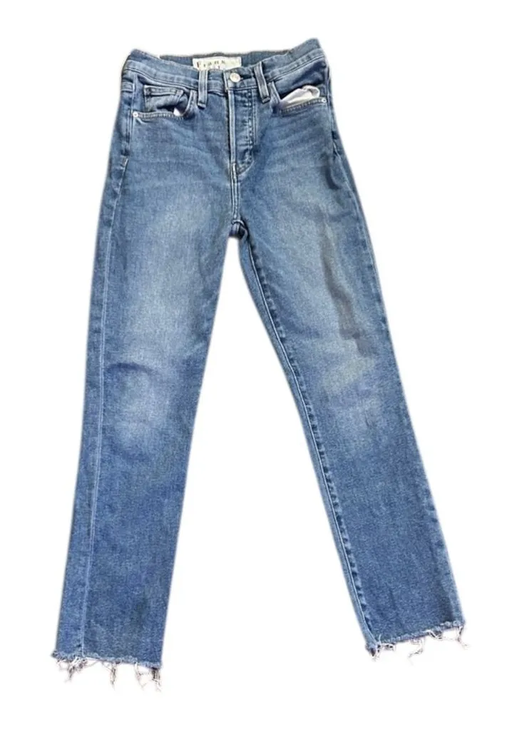 Frank & Eileen Cork style distressed denim medium wash size 25 D601 preppy chic - Image 1