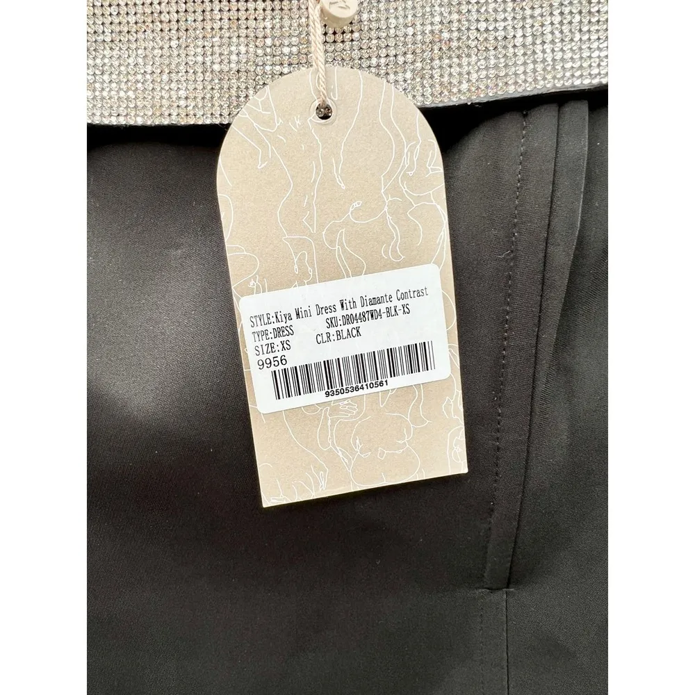 NWT Meshki Strapless Diamante Contrast Kiya Mini Dress Black Women's Size XS - Image 6