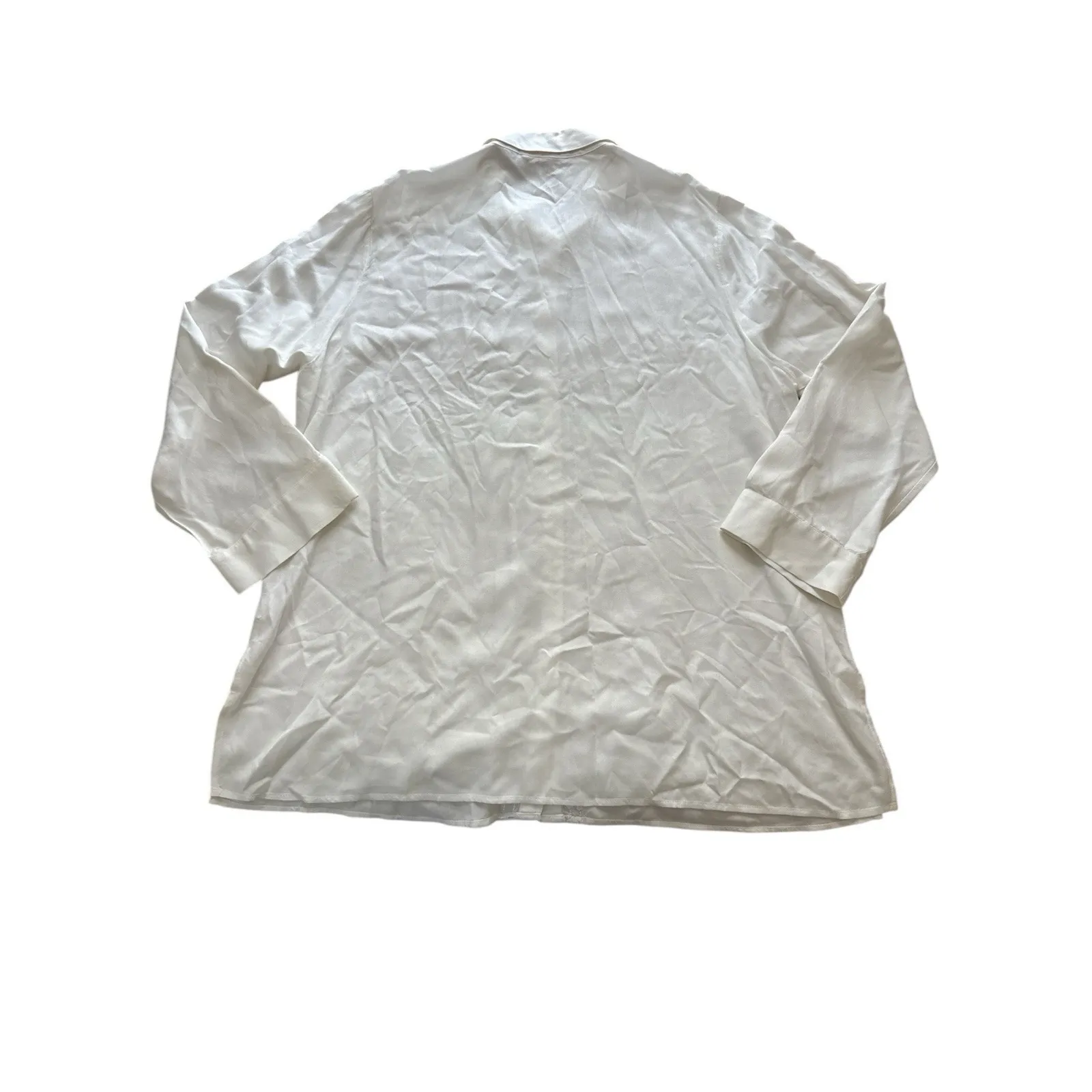 Soft Surroundings Beaded Top Womens 1X White Embroidered Blouse Shirt Button Up - Image 5