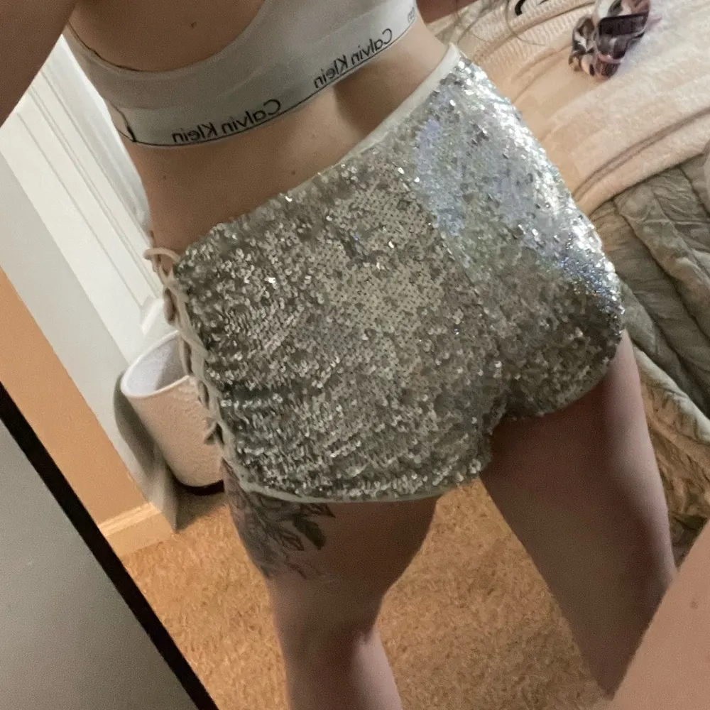 Silver Rainbow Holographic Sequin Hot Shorts - Image 5