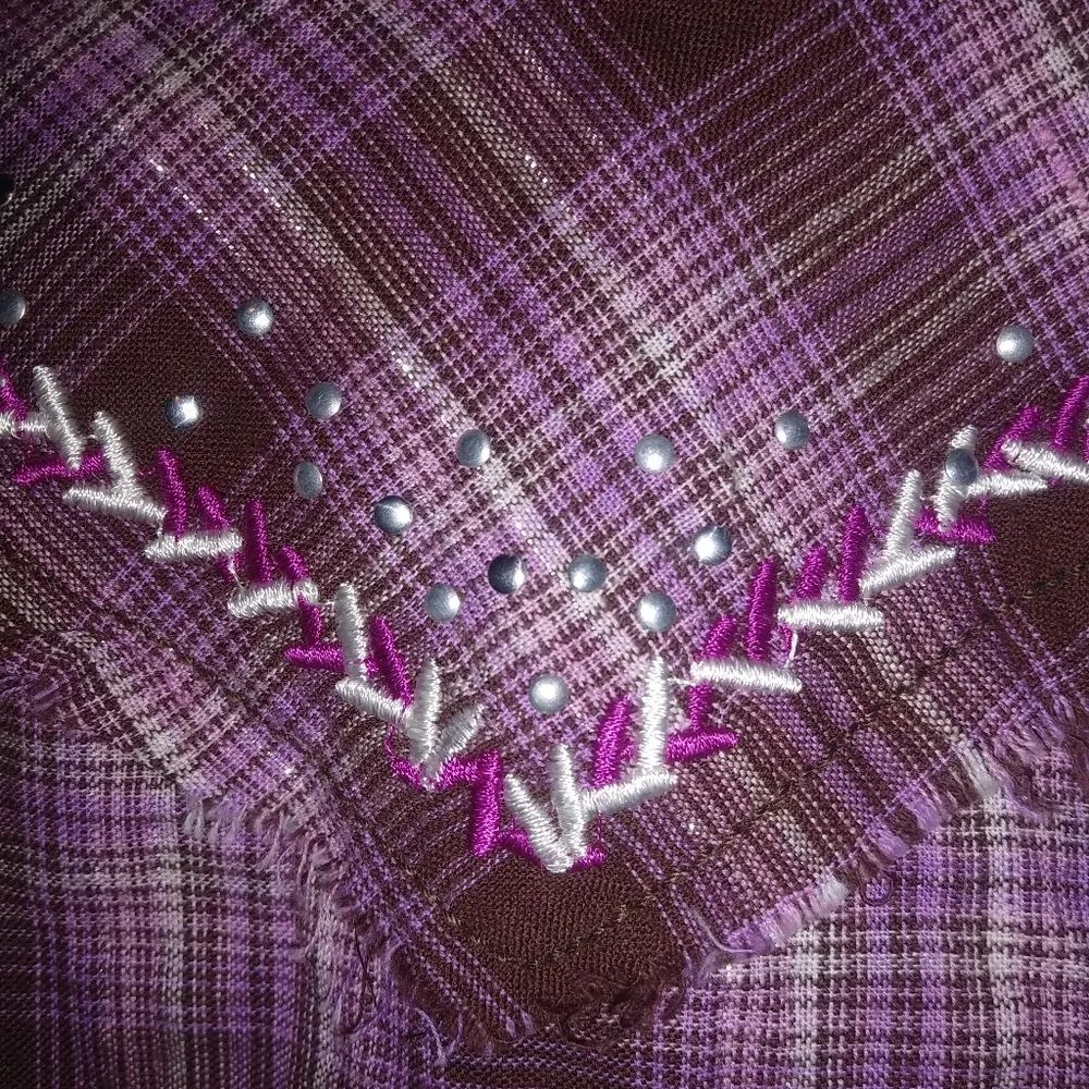 PANHANDLE SLIM XL Maroon Plaid Top Plus Red Size 14 - Image 4