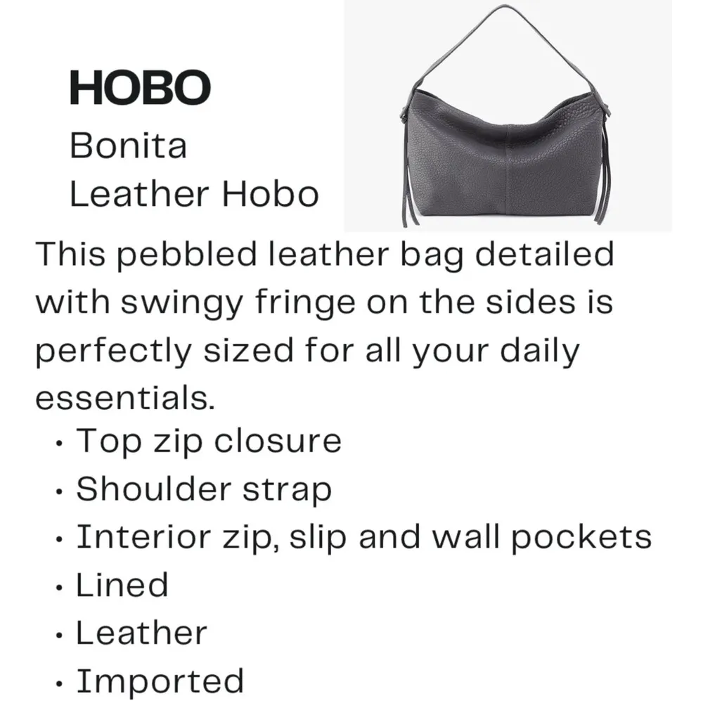 HOBO Bonita Gray Pebbled Leather Swingy Fringe Slouchy Large Hobo Shoulder Bag - Image 16