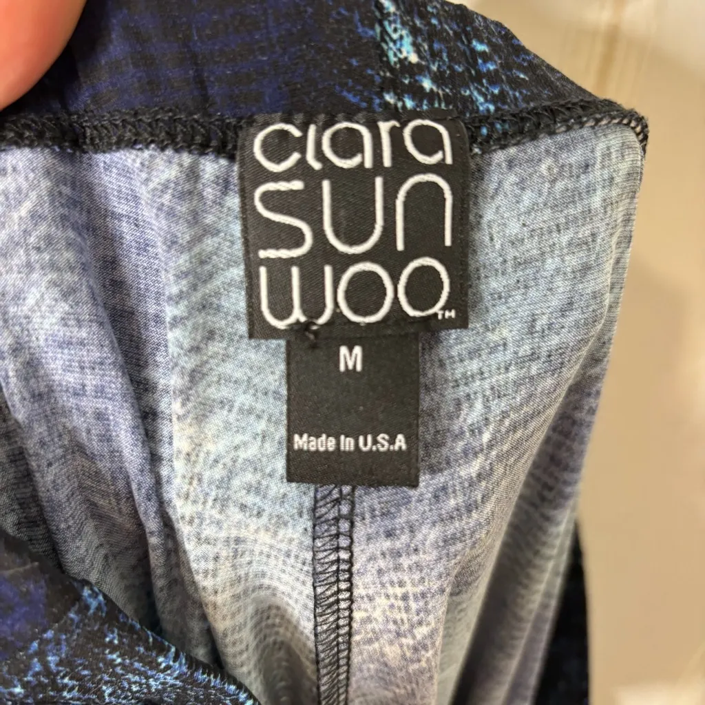 Clara Sunwoo Womens Signature Slim Leggings L Blue Soft Knit Minimalist Travel Size M - Image 6