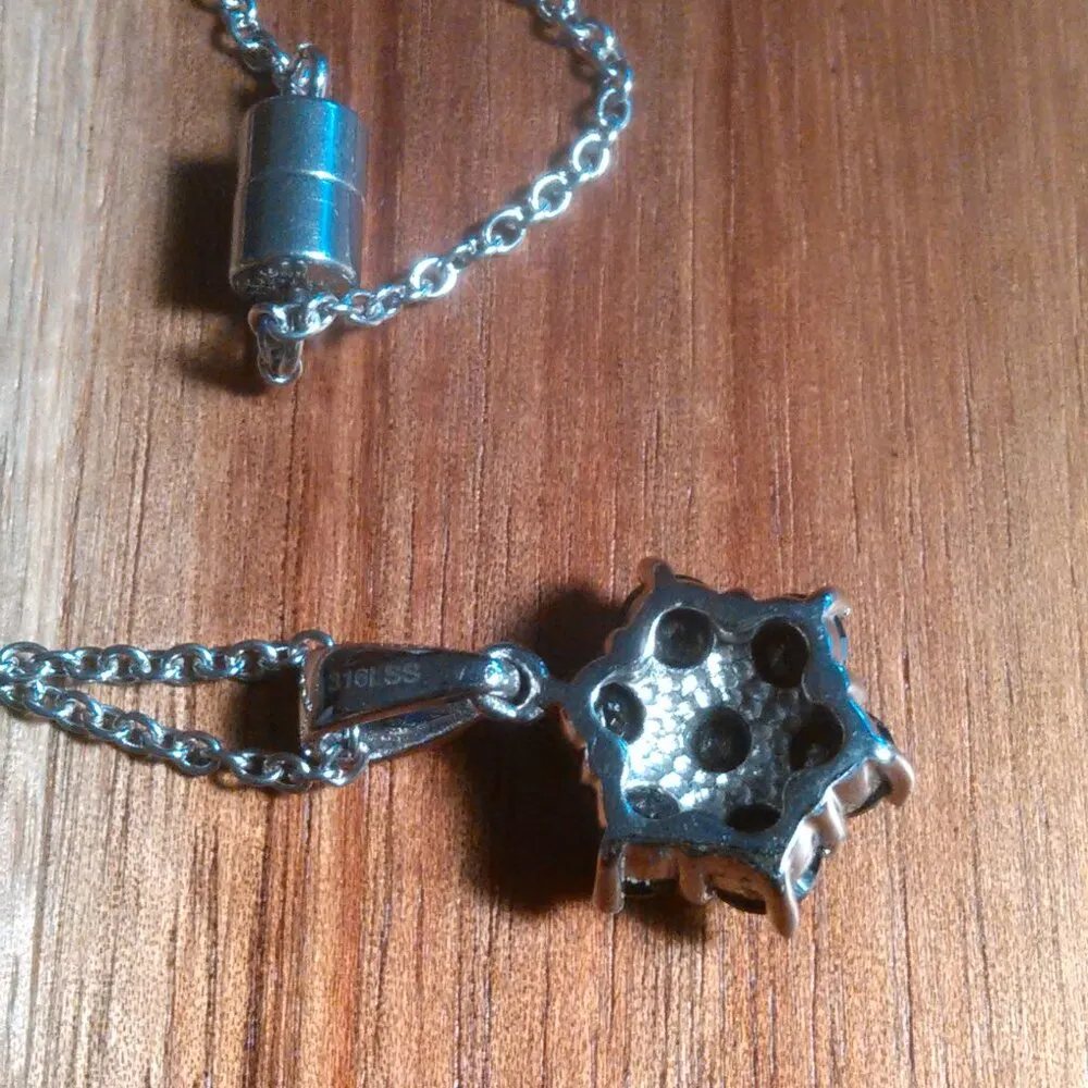 Thai Black Spinel Stainless Steel Pendant Necklace - Image 5