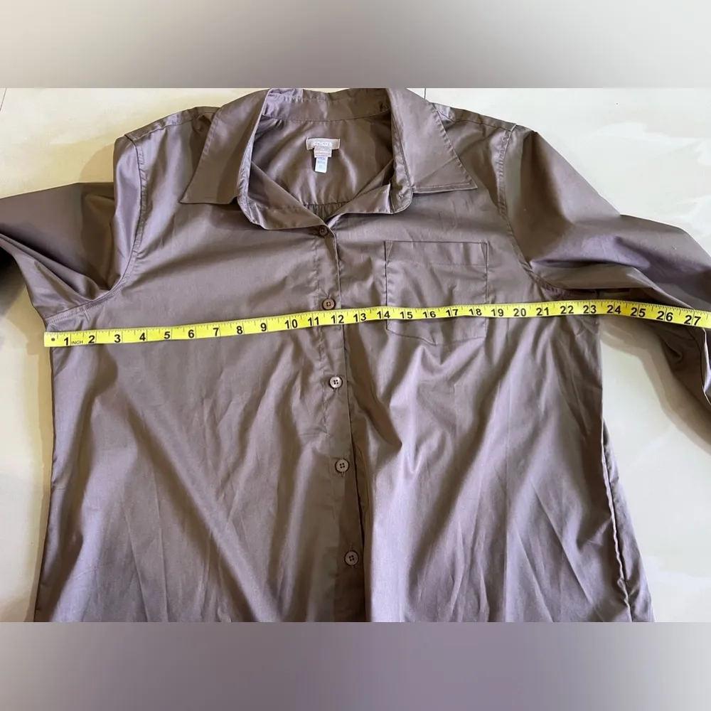 CHICO’S Dark Olive Green Women’s Plus Size 3 Blouse  Button Can Be Worn Folded - Image 15