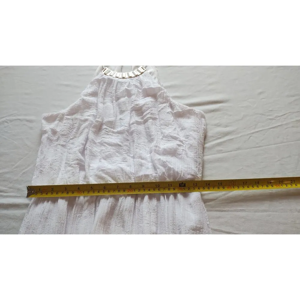 Charlotte Russe white chiffon dress with beaded high neck Size M - Image 10