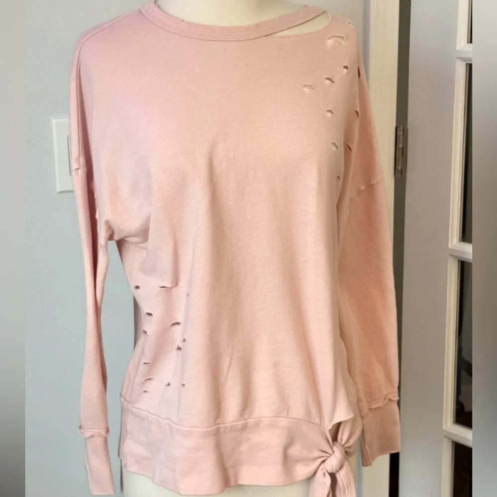 ABOUND Pink Distressed Long Sleeve Sweatshirt Top - Image 2