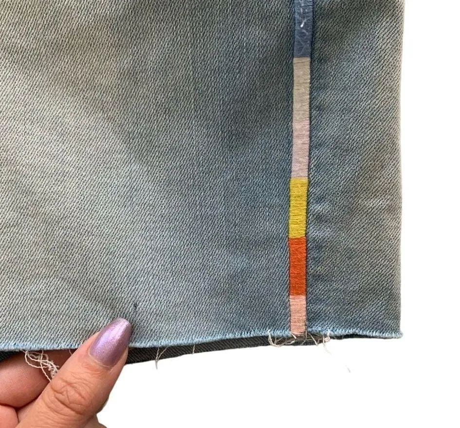 Seven7 Weekend Icy Blue Raw Hem Strechy Embroidered Sides Denim Shorts Size 4 - Image 6