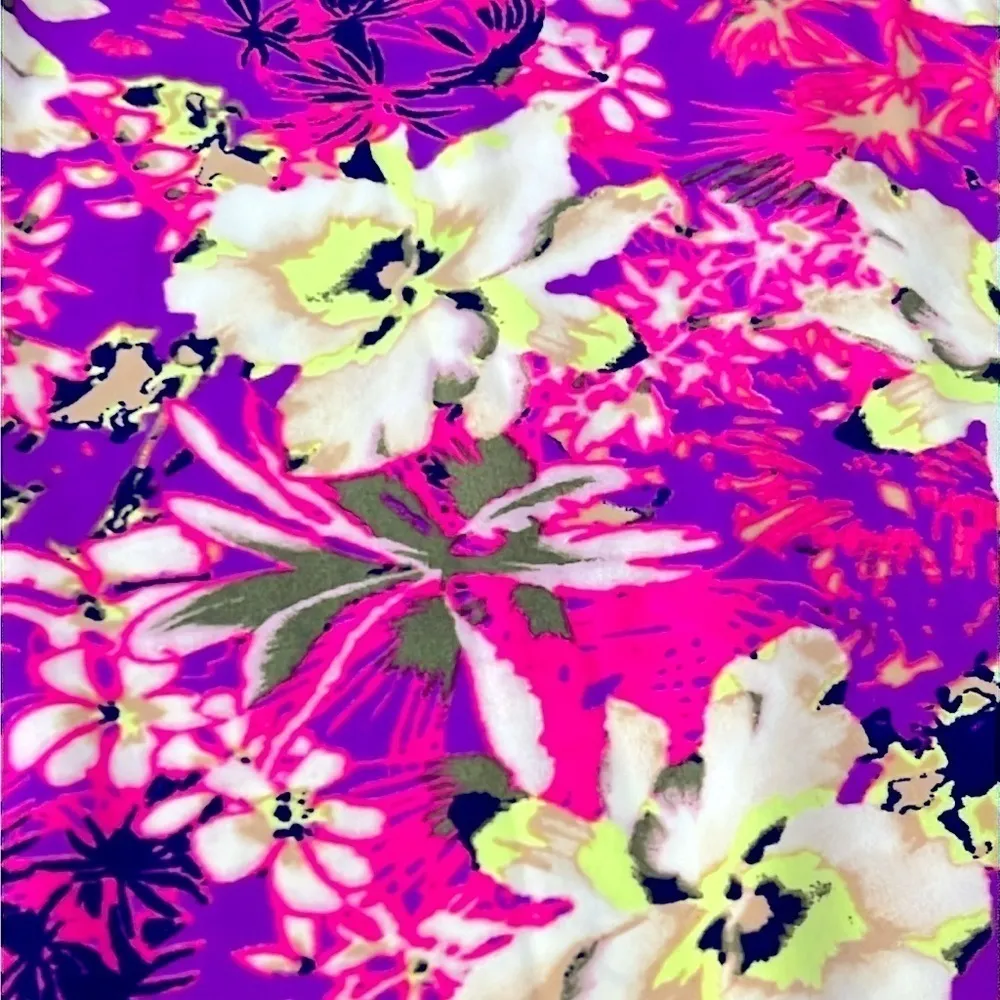 Hula Bay hawaiian floral orchid print beach dress, neon colors, M, stretchy Size M - Image 9