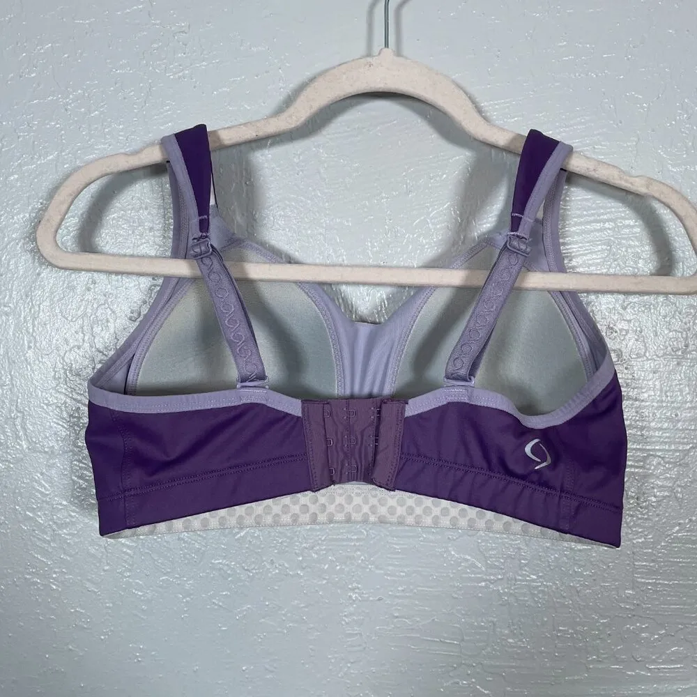 Moving Comfort Women M 34CD-38C Purple Sports Bra High Impact Padded Running - Image 4