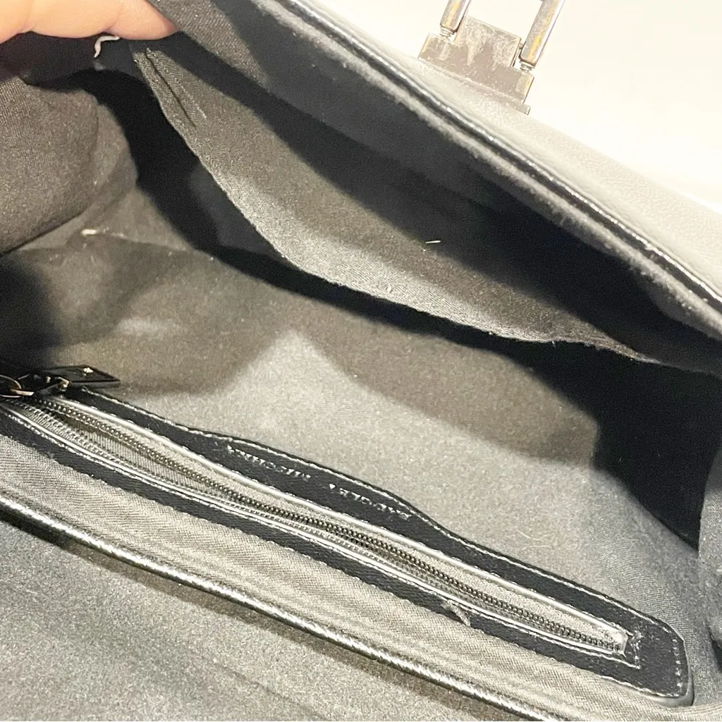 Badgley‎ Mischka Black Vegan Leather Top Handle Studded Chain Link Bag - Image 3