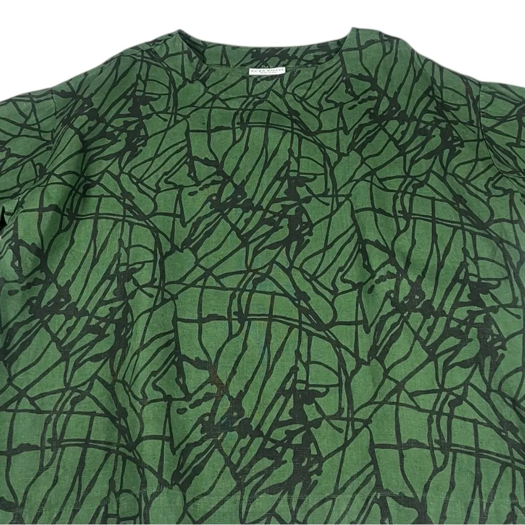 Bryn Walker Lagenlook Abstract Print Oversized Linen Blouse Top - Image 5