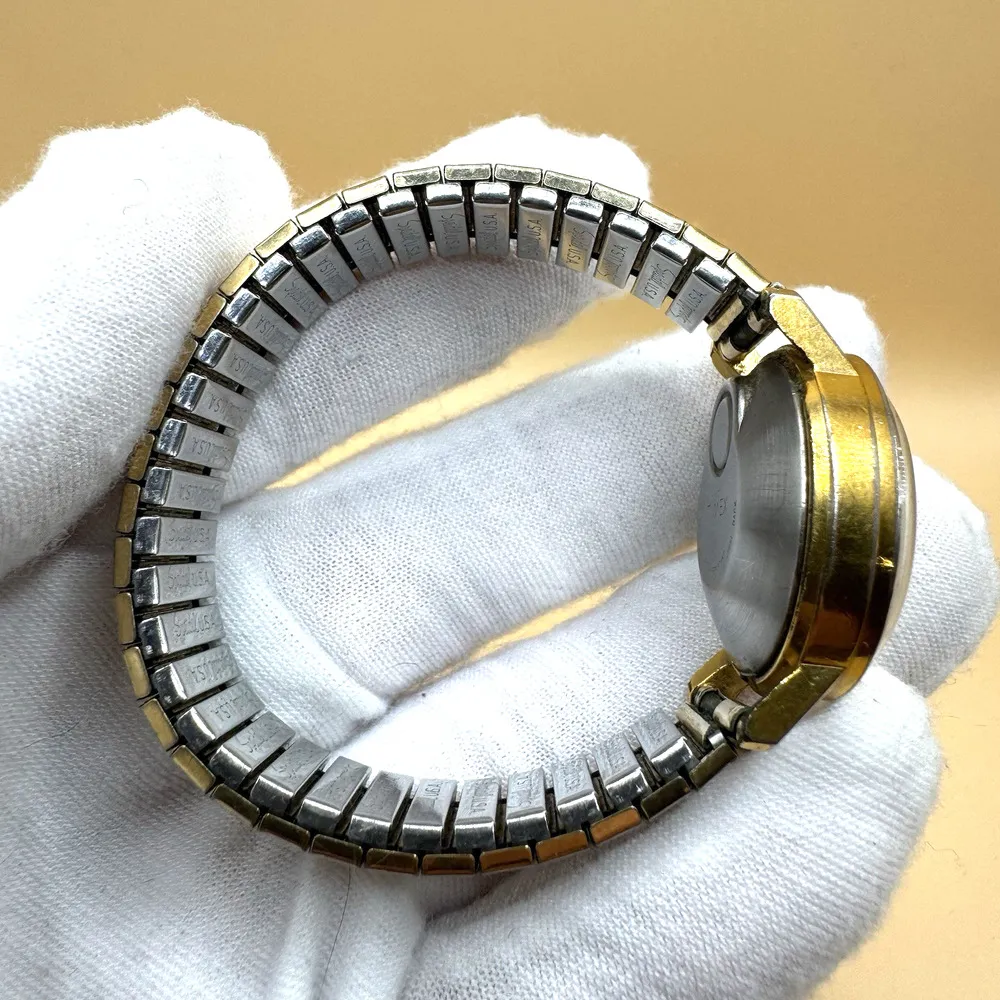 VTG TIMEX Rare Woven Gold Dial Vintage 1970s Electric Watch Date Untested - Image 7