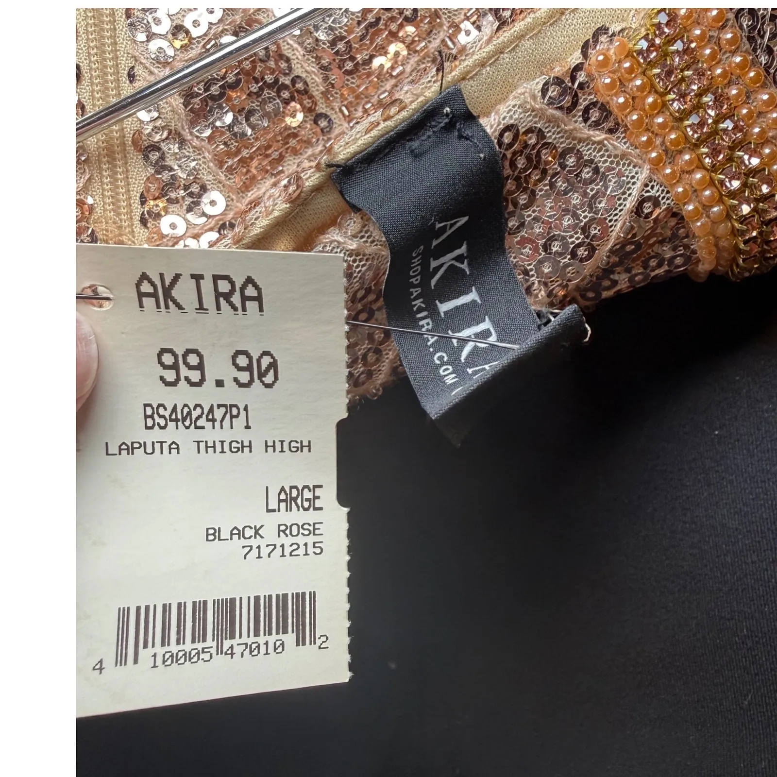 AKIRA Gold Sequin Maxi Skirt High Slit Glamorous Party Evening Wear Size L NWT - Image 11