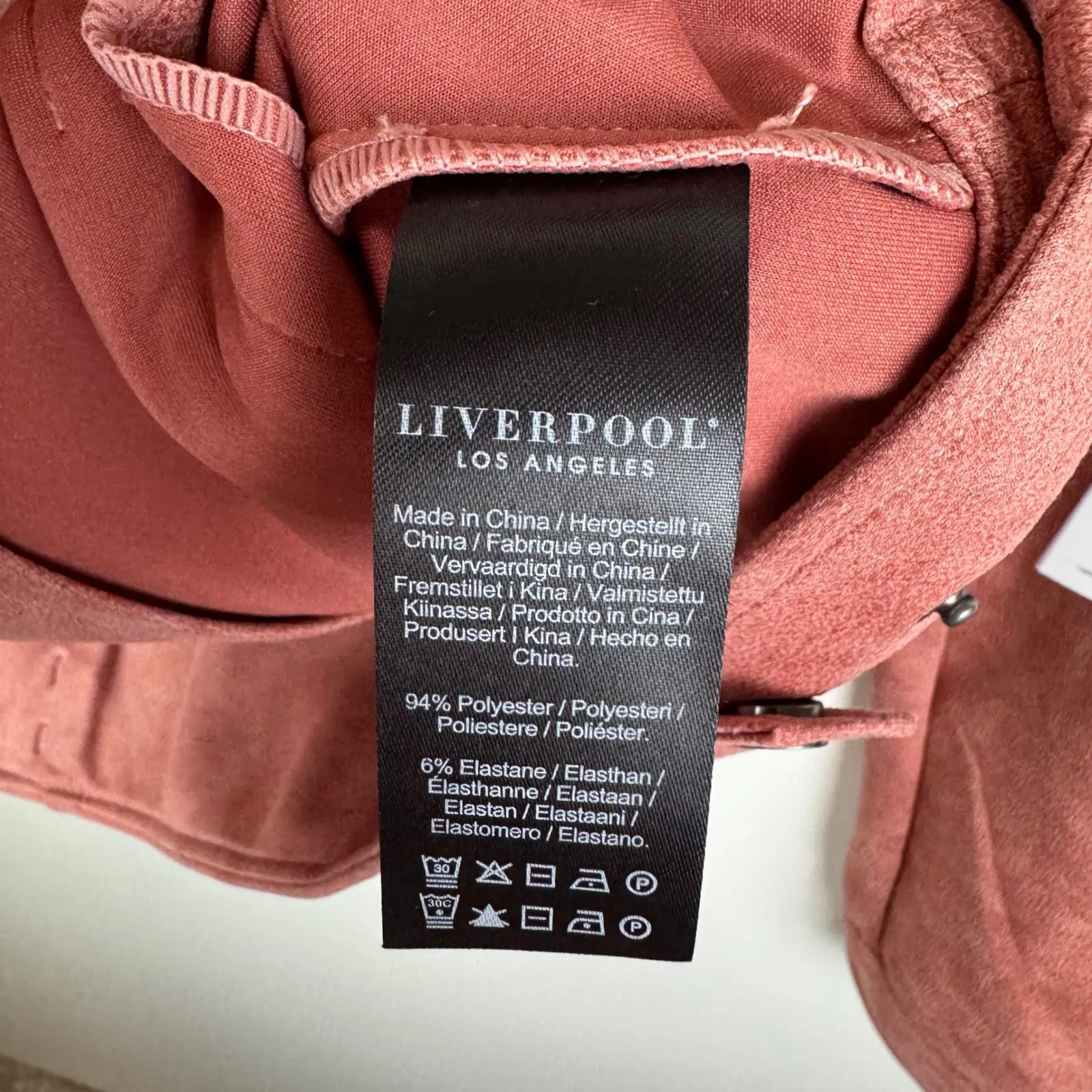 NWT Liverpool Moto Jacket Small Faux Suede Coral‎ Haze Biker Full Zip Edgy Chic - Image 6