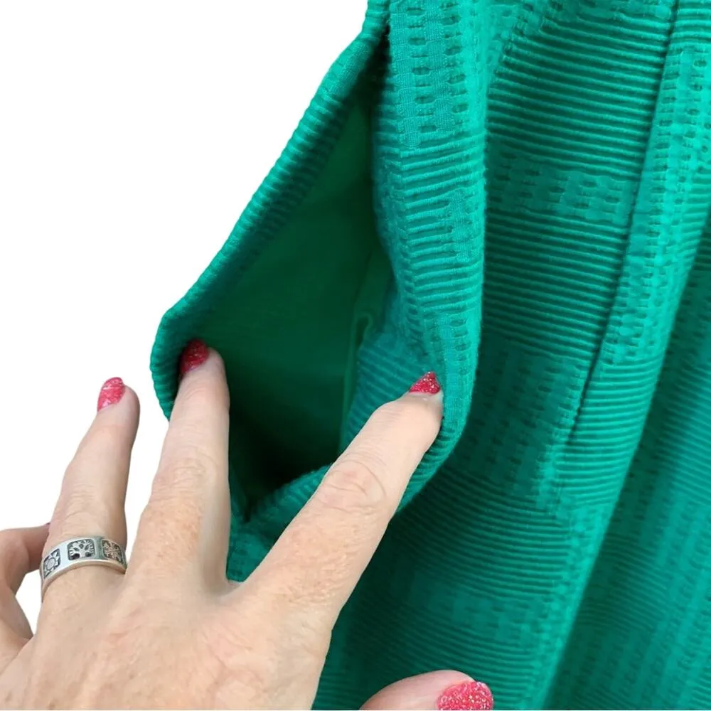 J Crew Factory Polka Dot Textured Sleeveless Fit & Flare Kelly Green Mini Dress Size 2 - Image 5