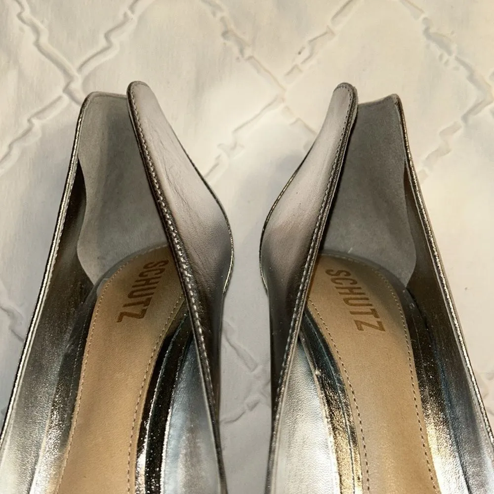 SCHUTZ Metallic Silver High Heel Leather Pumps(Size 8B) - Image 7