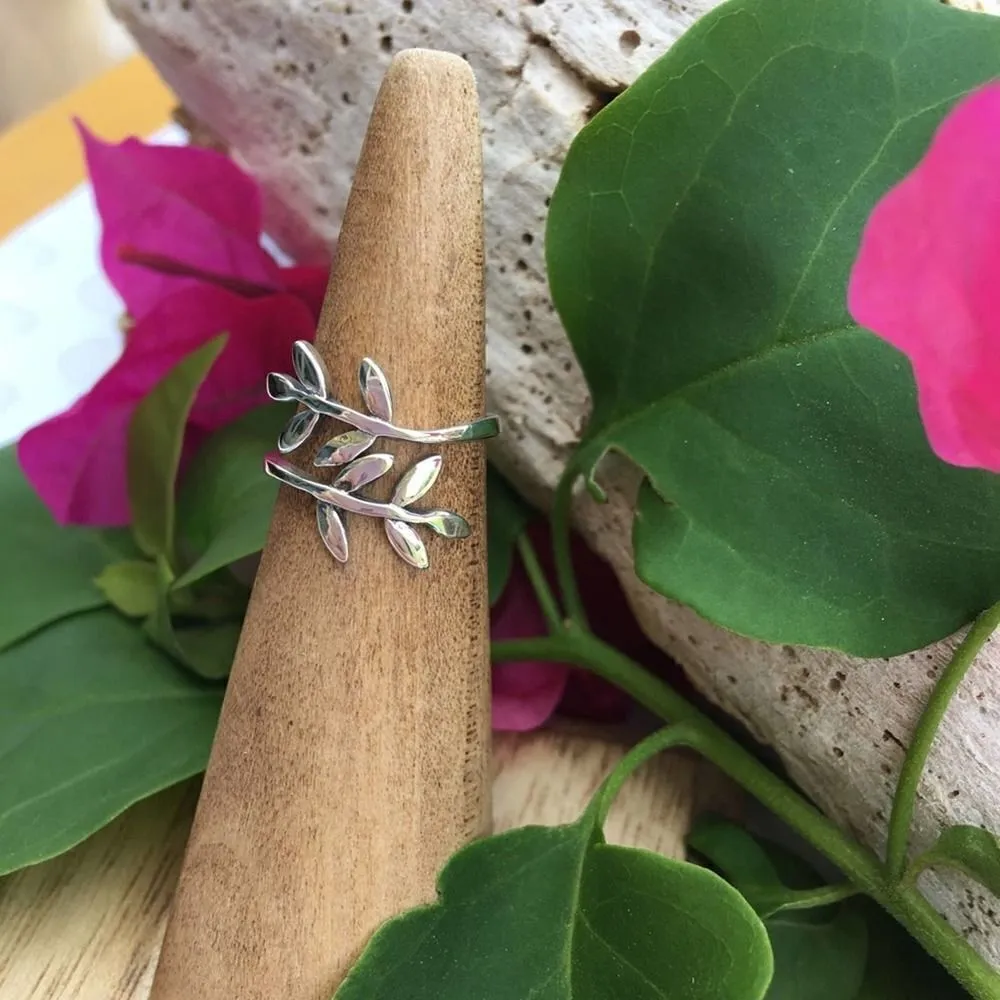 Sterling Silver Wrap Around Leaf Toe Ring Silver - Image 3