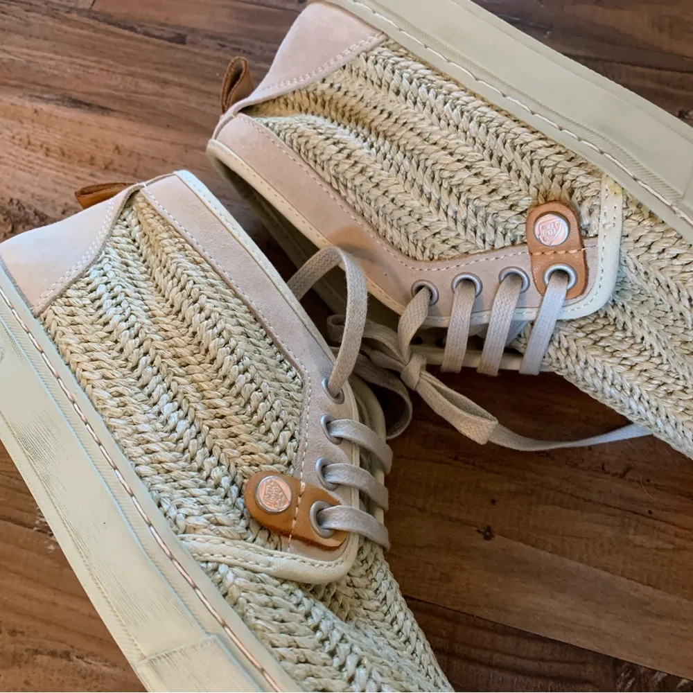 SATORISAN Hamoru Woven Raffia Women’s Ivory Mid Top Sneaker Shoes 39 8.5 Size undefined - Image 2