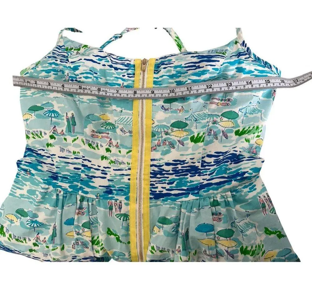 Lilly Pulitzer Alexi Dress ResortWhite High Tide Toile Zipper Front Size 2 - Image 6