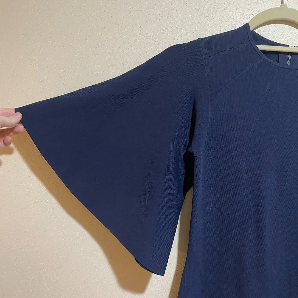 Ted Baker Size 1 US 4 Lounia Fluted Sleeve Knit Sheath Dress Navy Blue - Image 5
