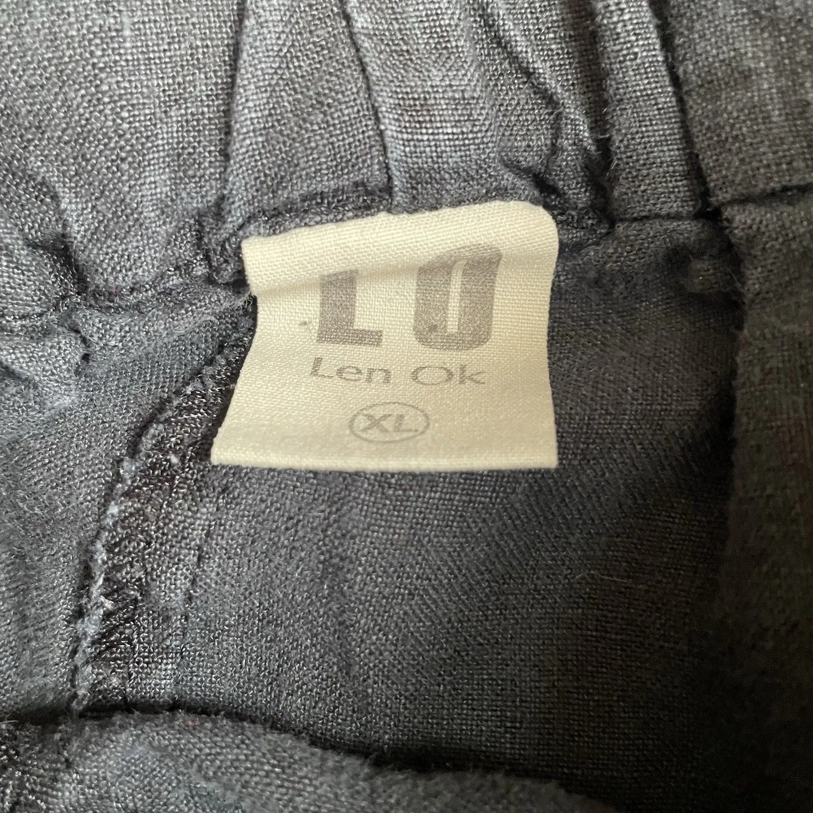 Len Ok Pants Womens XL Linen Elastic Waist Cropped Tapered Lagenlook USA Lounge Black - Image 8