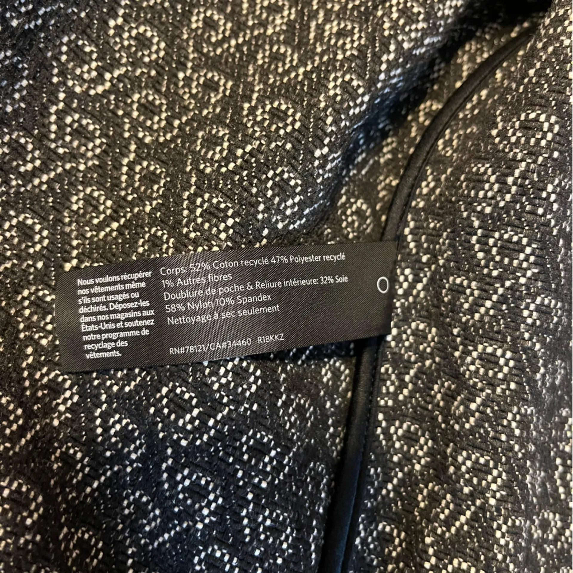 Eileen Fisher L Micro Tweed Jacket Blazer Long Career Collarless Organic Cotton - Image 6