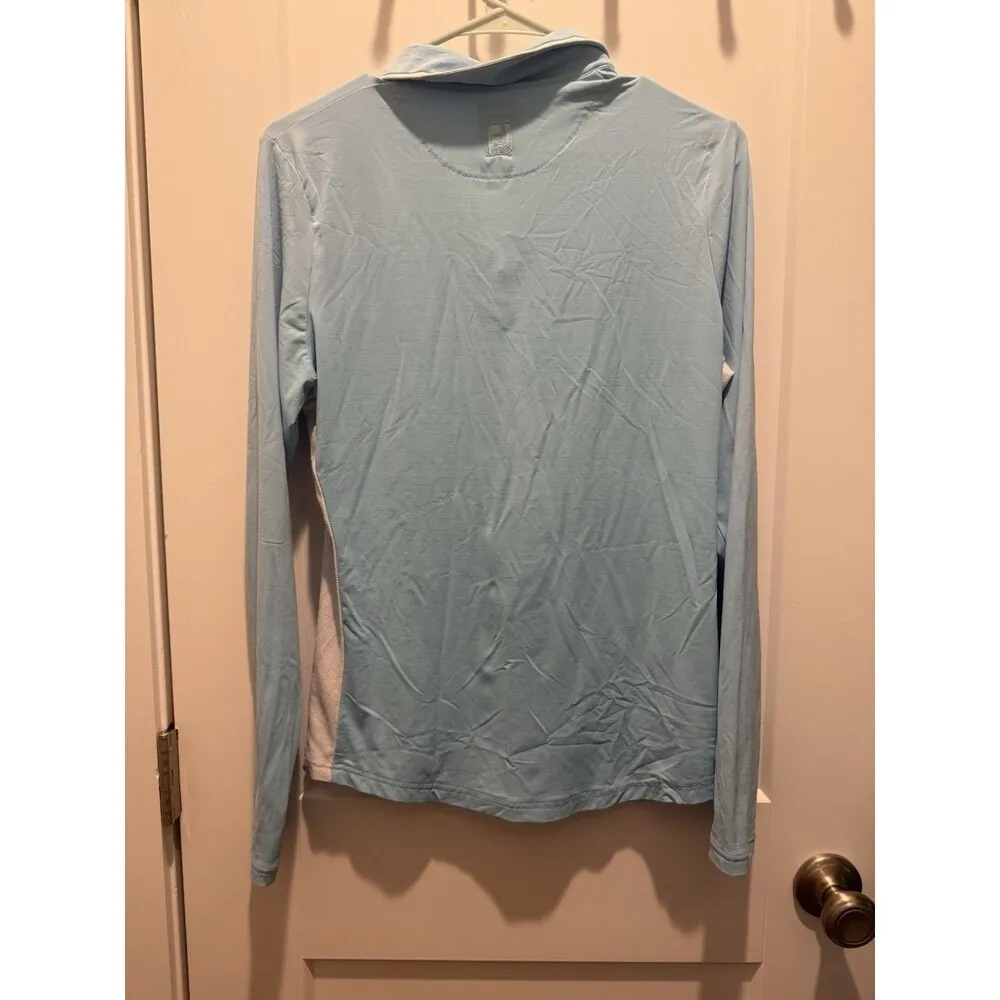 Women's Footjoy Quarter Zip Golf Pullover Size Medium White And Blue M - Image 3