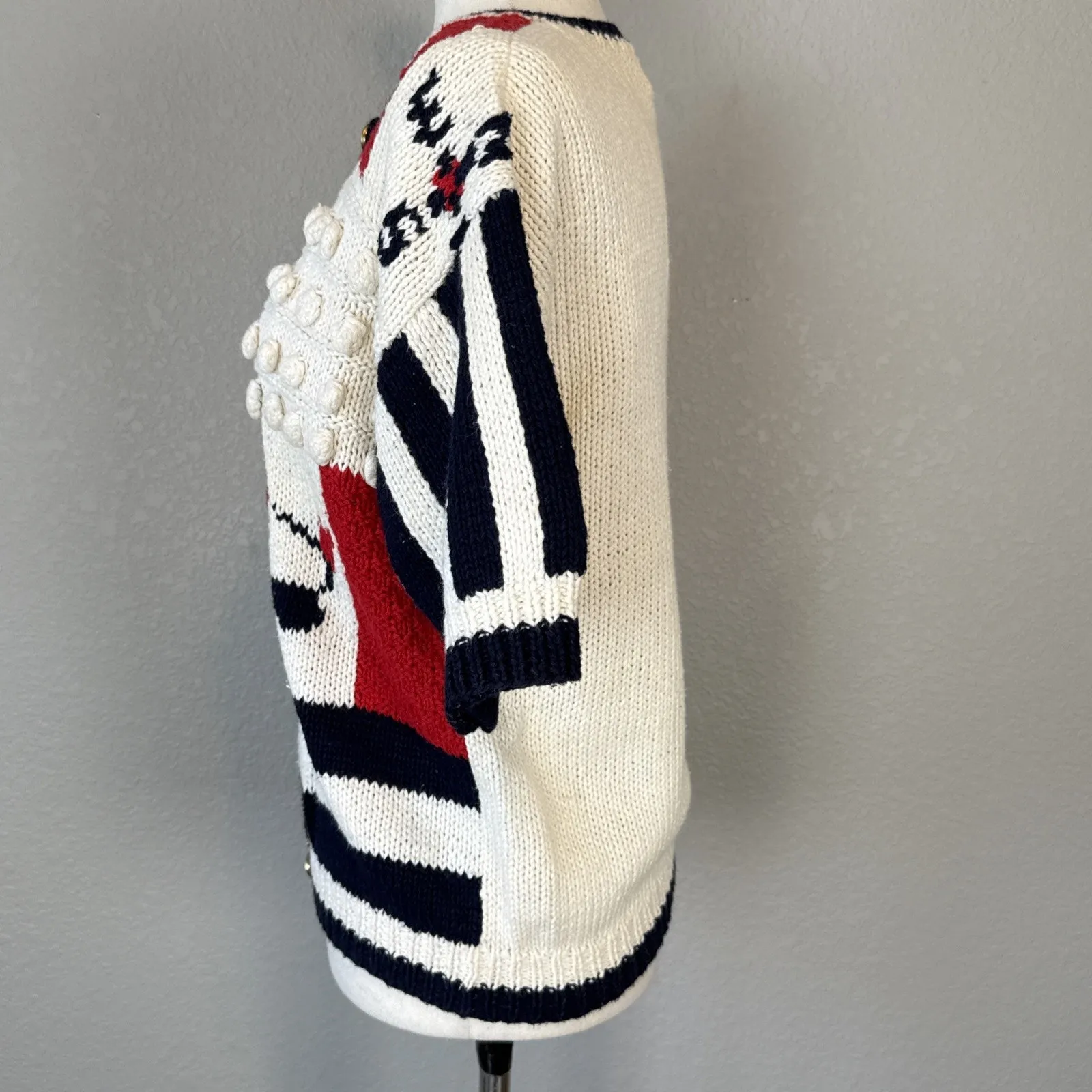 Eagle Eye 80s Vintage Nautical Sailing Short Sleeve Button Cardigan Size M Knit Size M - Image 5