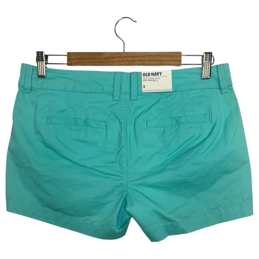New Old Navy Shorts Womens 6 Green Stretch Mid Rise Chino 3 Inch Classic Beach - Image 2