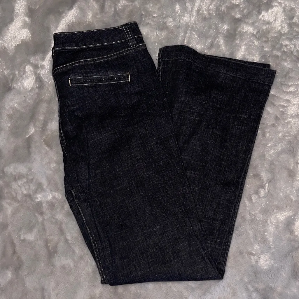 White House Black Market Dark Wash Blue Flare Jeans - Size 6R - Image 5