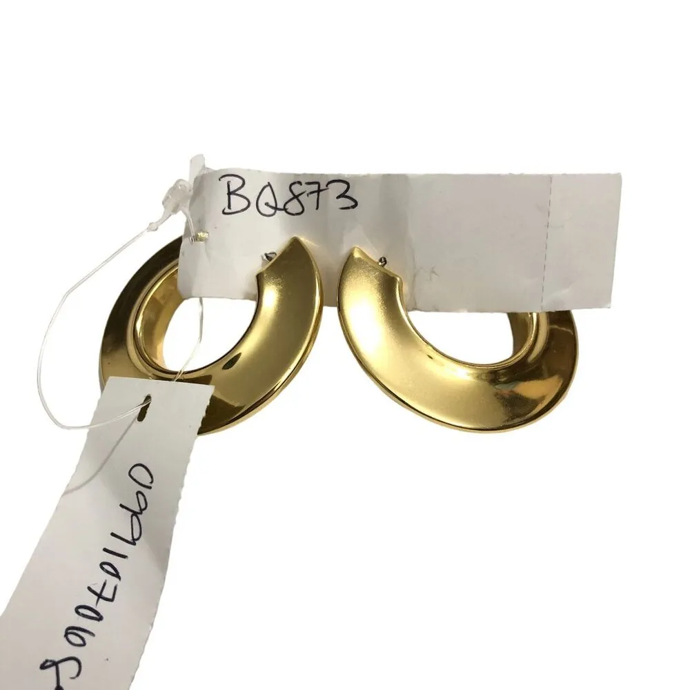 J. Crew Drogo Metal Hoop Earring Lightweight Disc Hoop Earrings Gold Tone - Image 3