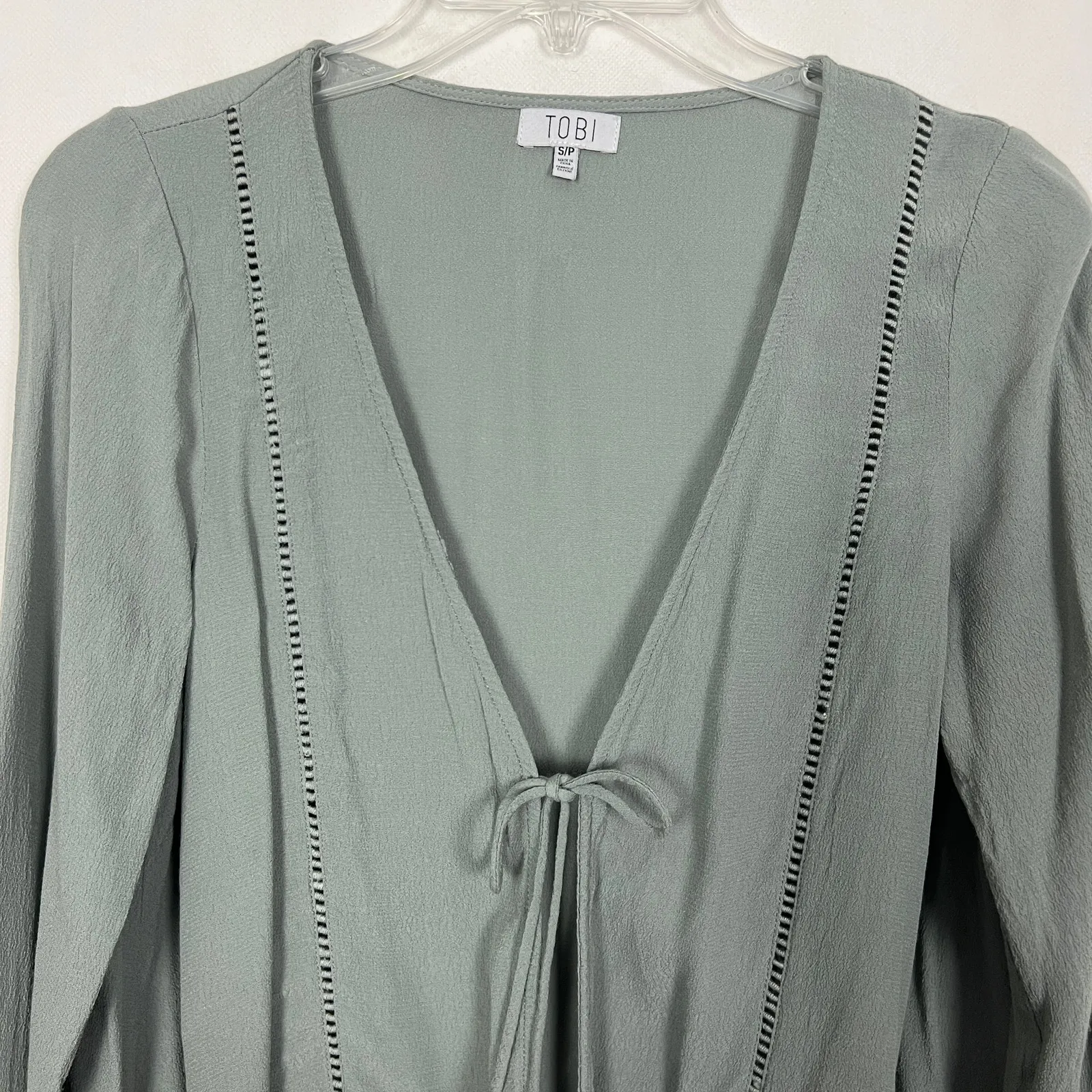 Tobi  Tie-Front Long Sleeve Top Size Small - Image 3