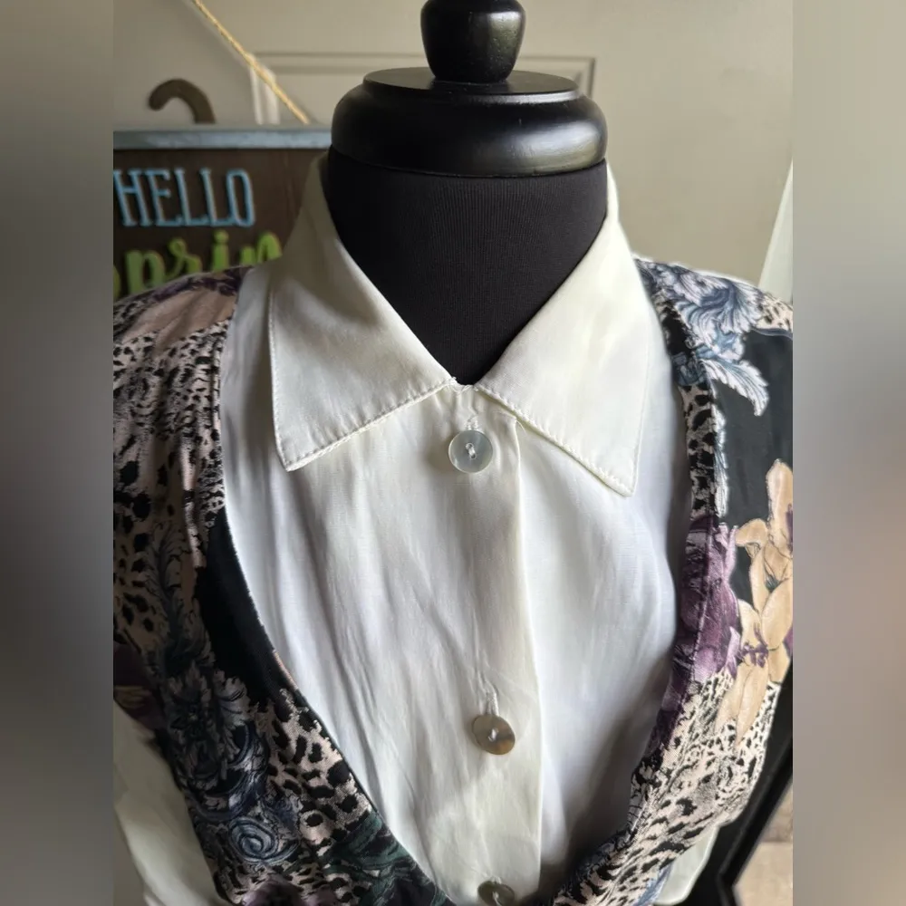 Vintage Trés Paquette Byer CA animal print vest blouse, size large White - Image 4