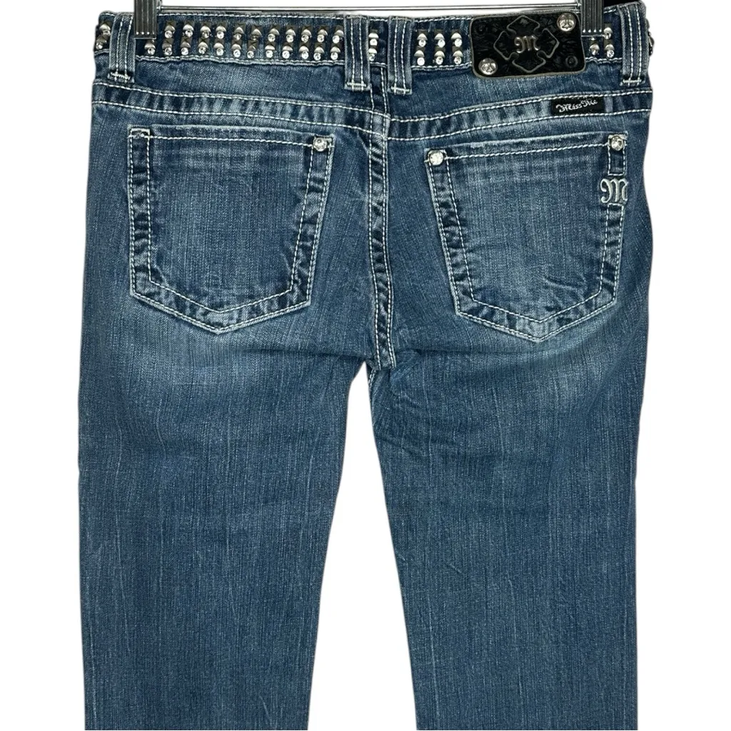 Miss Me Straight Bling Belt Rhinestone Studded Distressed Jeans Size 29 - Image 8