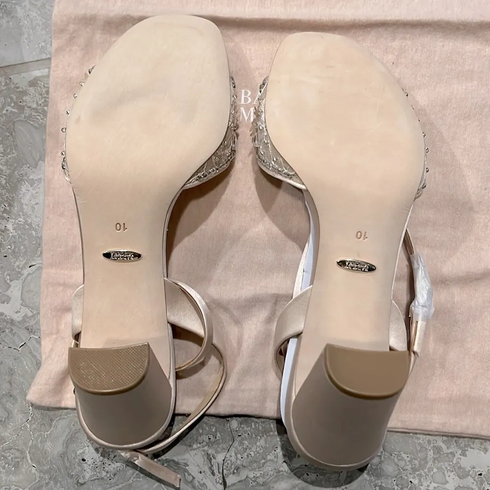 NWT Badgley Mischka Tayten Satin and Mesh Sandals with Crystals Size 10 +DustBag - Image 10