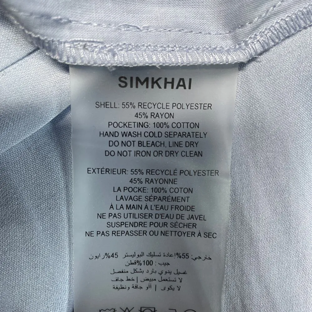 Simkhai Pants Womens Medium Blue Wide Leg Silky Flowy Dressy Casual Resort - Image 4