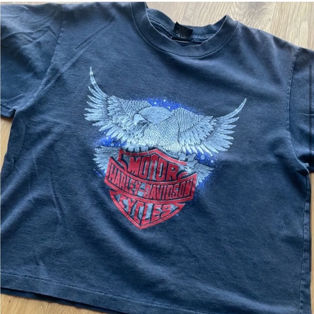 Black Harley Davidson crop graphic shirt Size M - Image 2