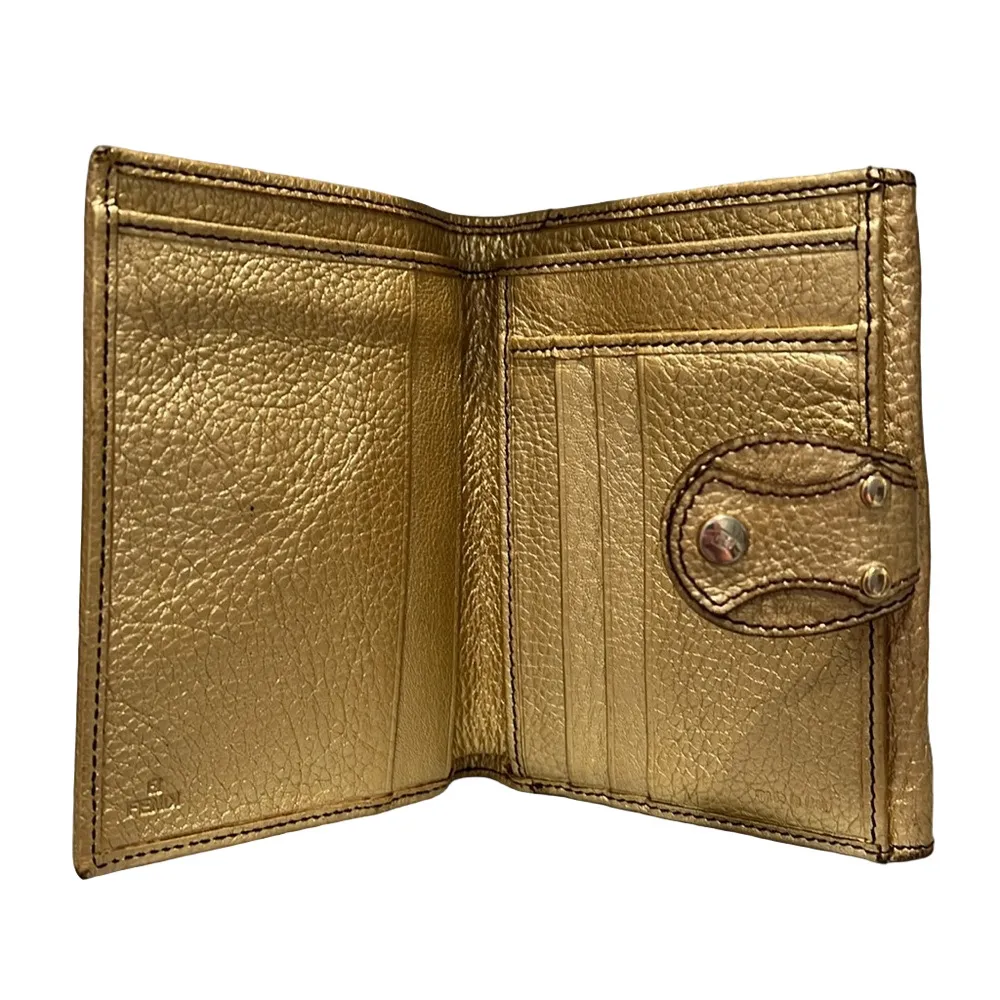 Fendi  Zucca Gold Compact Wallet with Marks - Image 4